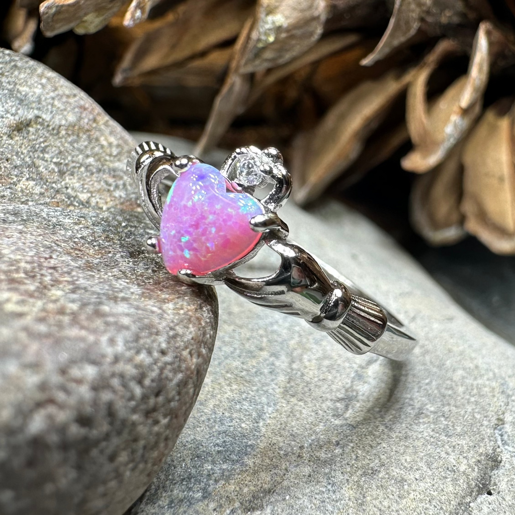 Glencora Claddagh Pink Opal Ring