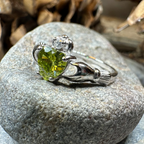 Peridot Green Claddagh Ring