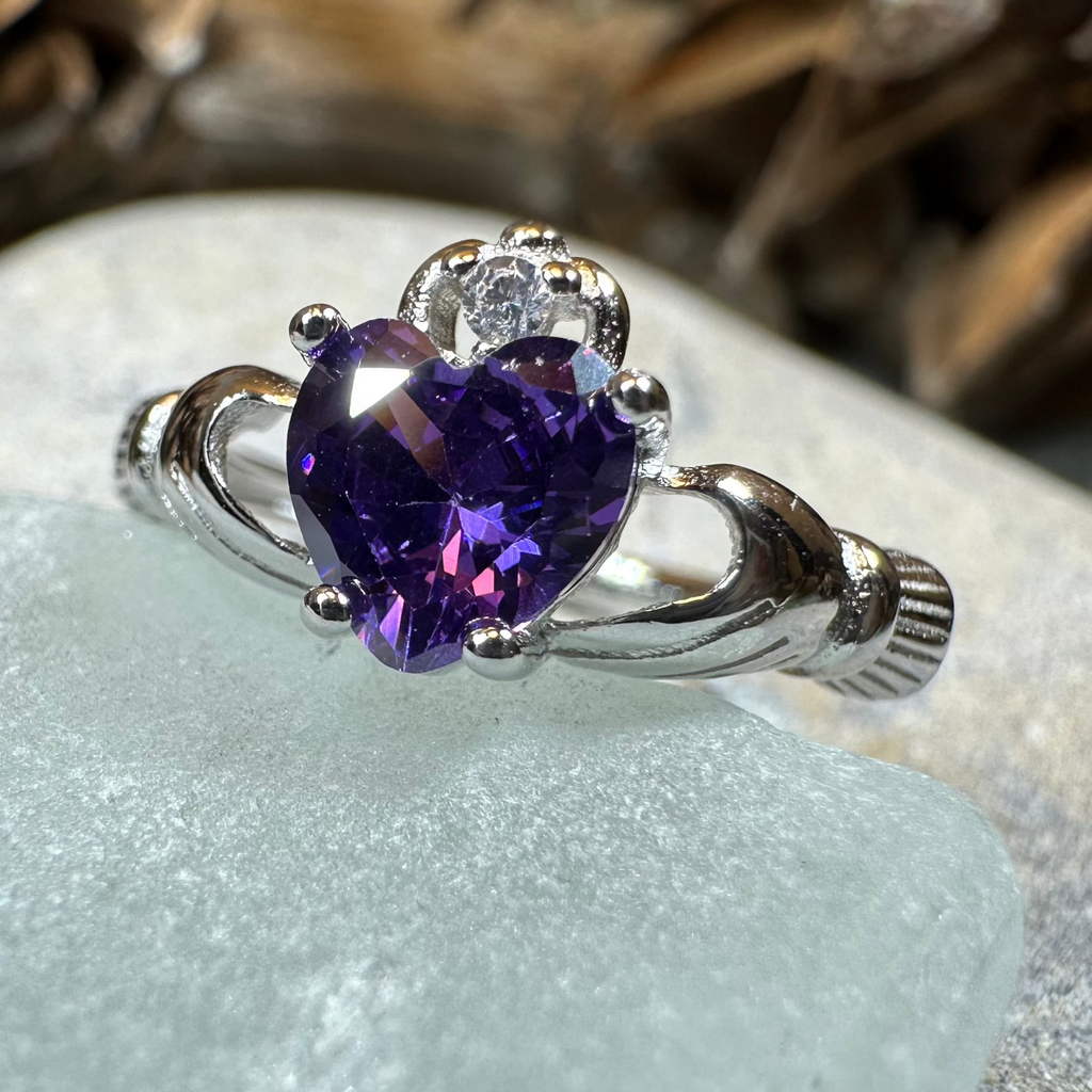 Purple Heart Claddagh Ring