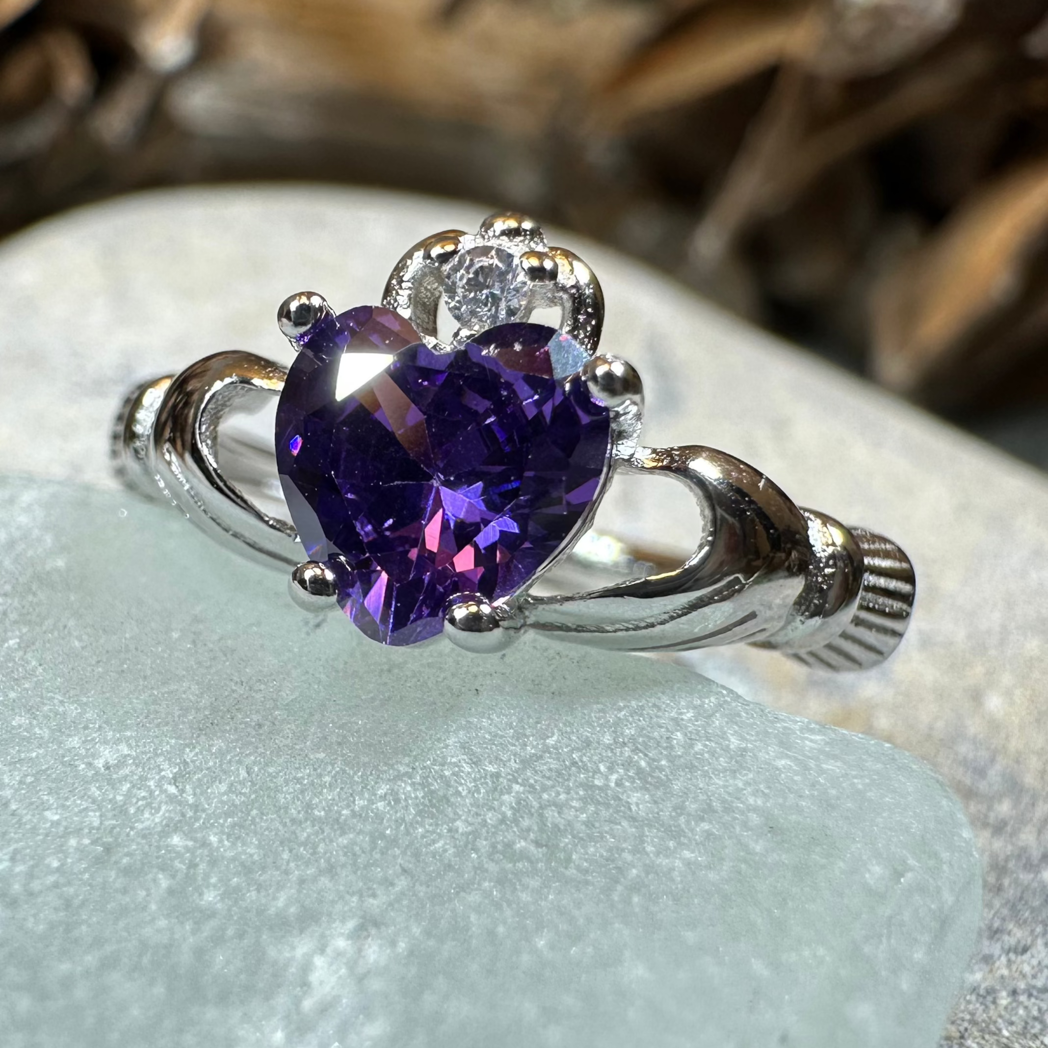Purple Heart Claddagh Ring
