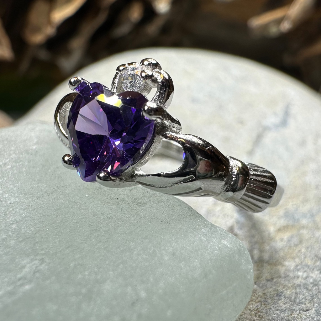 Purple Heart Claddagh Ring