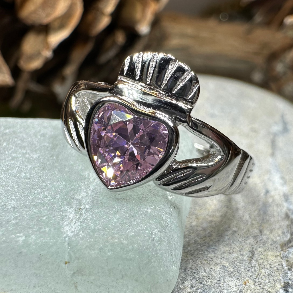 Pink Sapphire Claddagh Ring