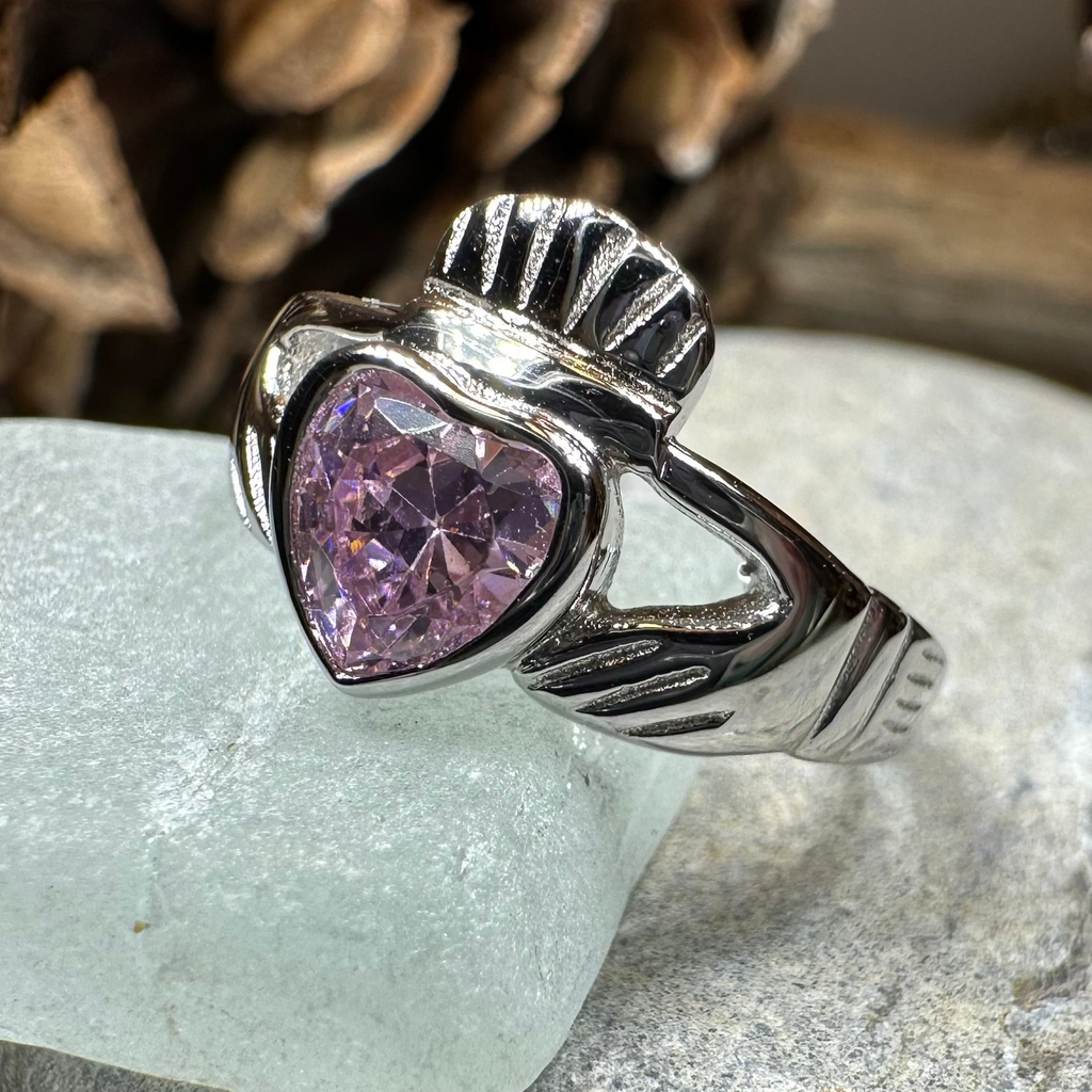 Pink Sapphire Claddagh Ring