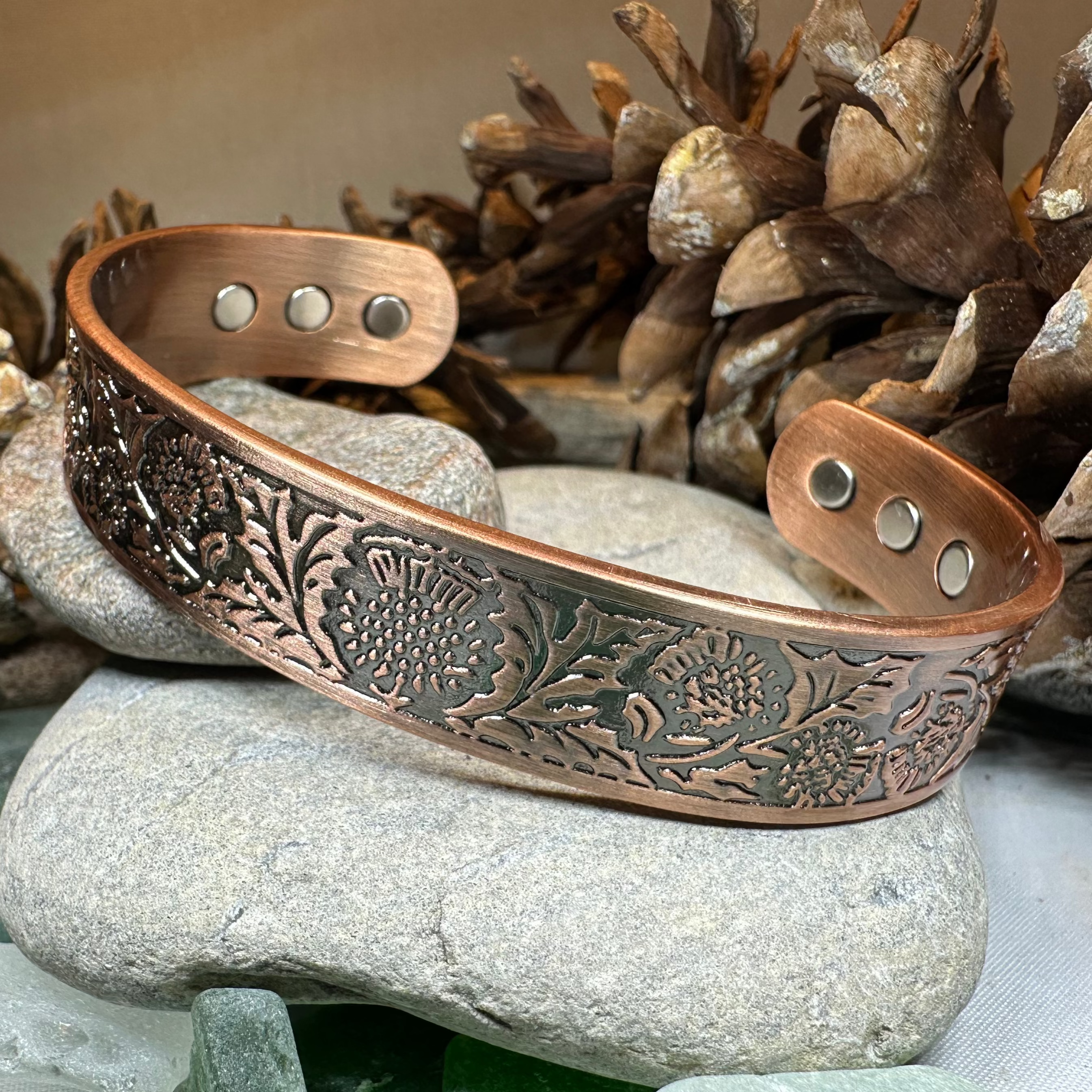 Scottish Thistle Copper Cuff Bracelet
