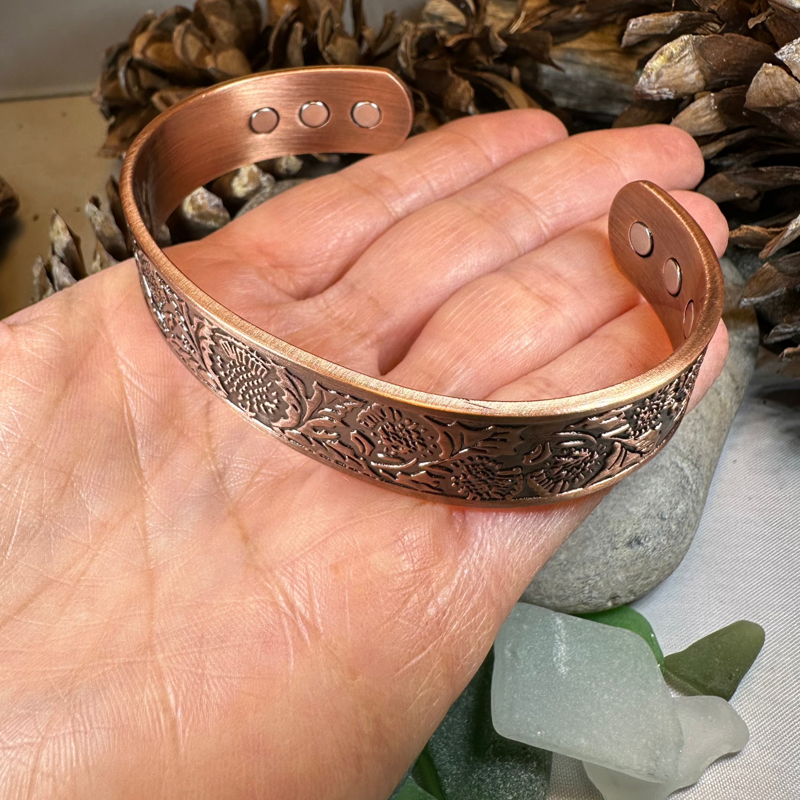 Scottish Thistle Copper Cuff Bracelet