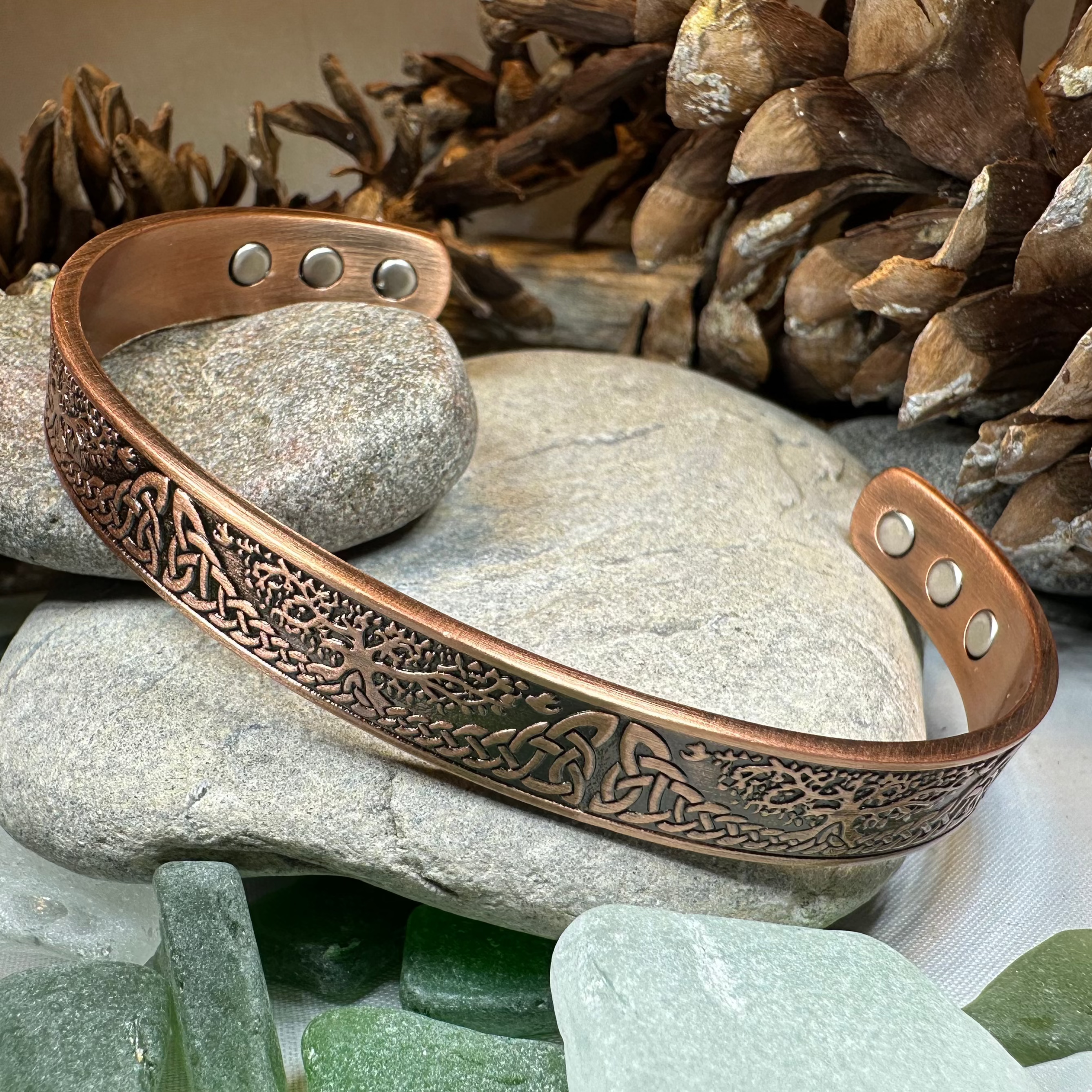 Slim Tree of Life Copper Cuff Bracelet