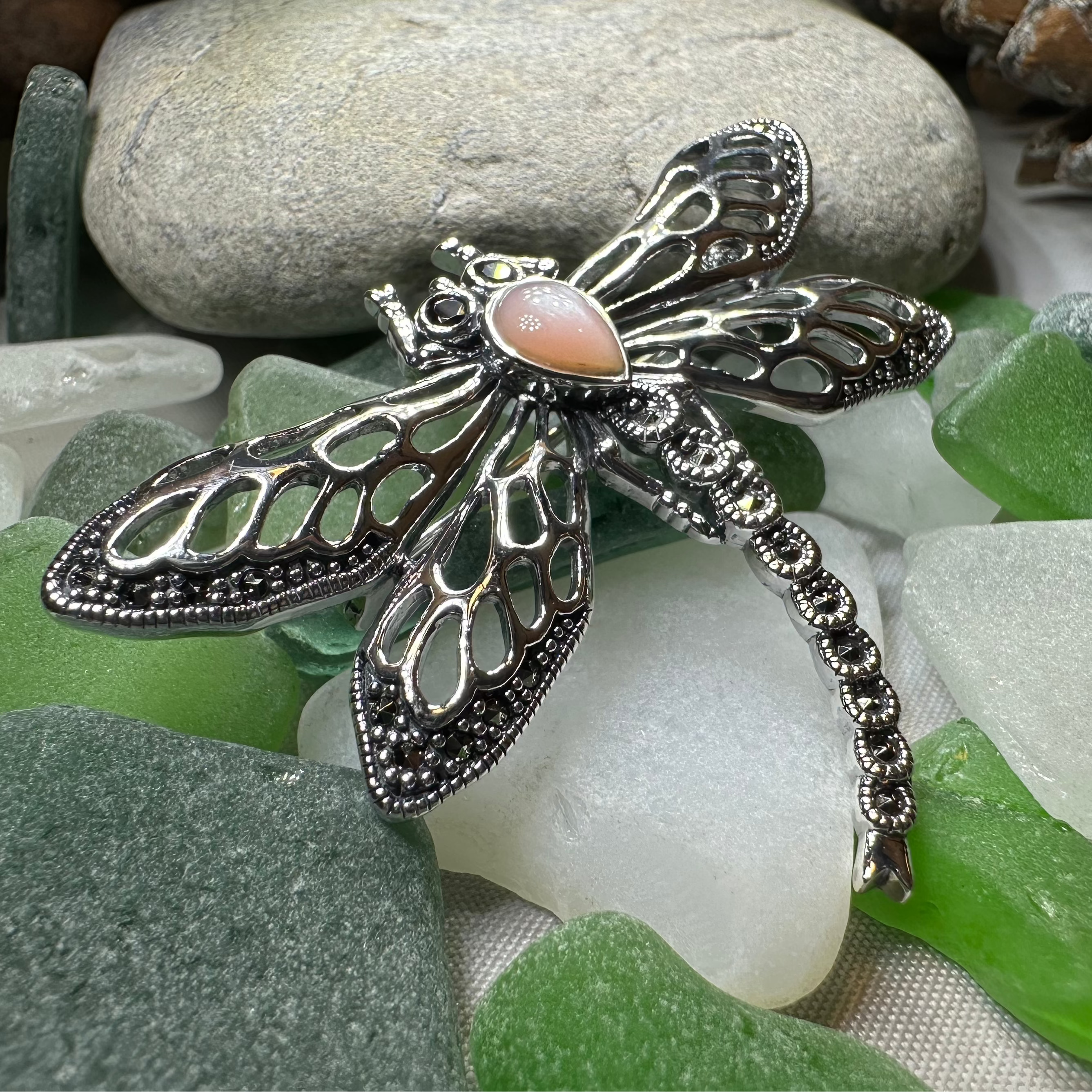 Damsel Dragonfly Marcasite Brooch