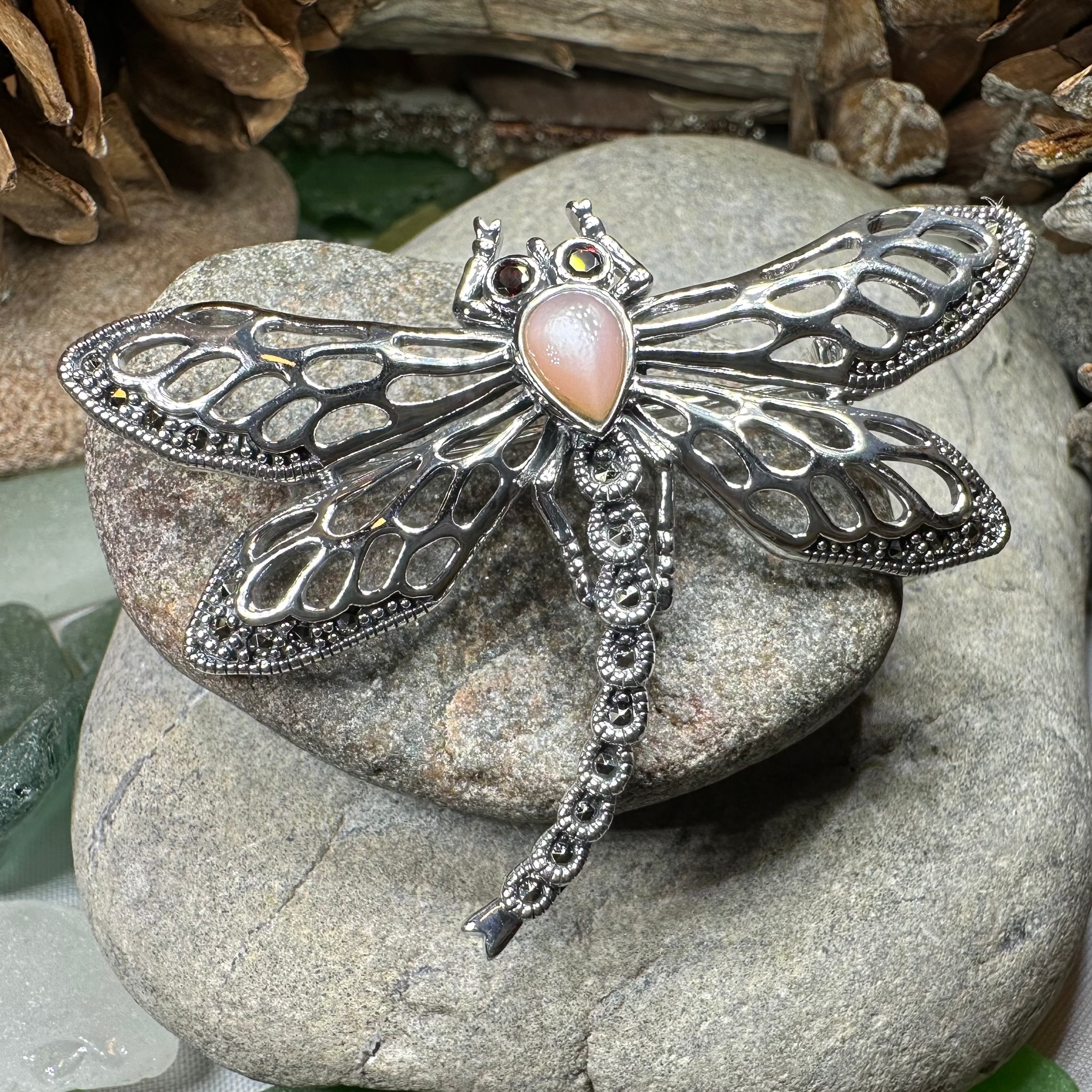 Damsel Dragonfly Marcasite Brooch