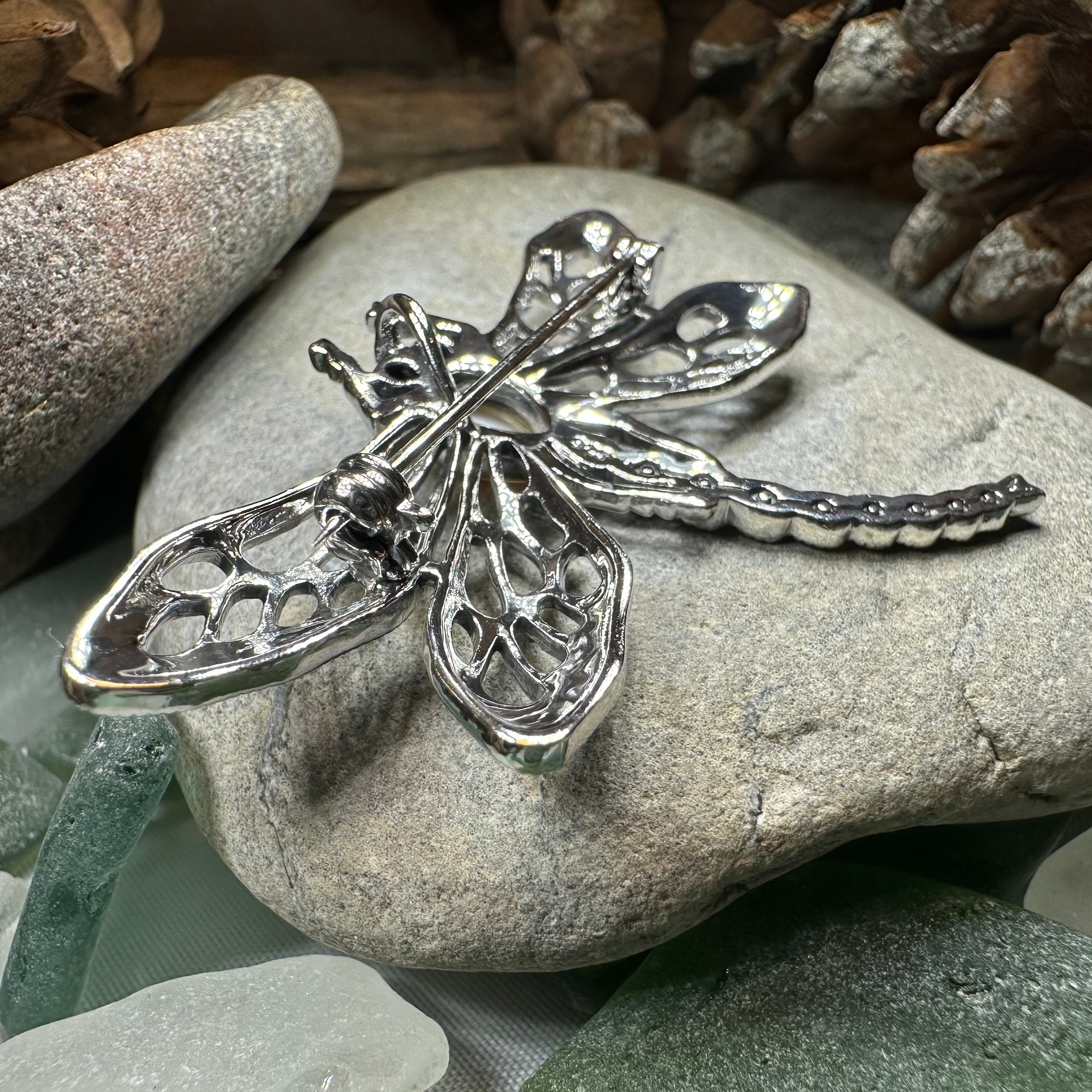 Damsel Dragonfly Marcasite Brooch