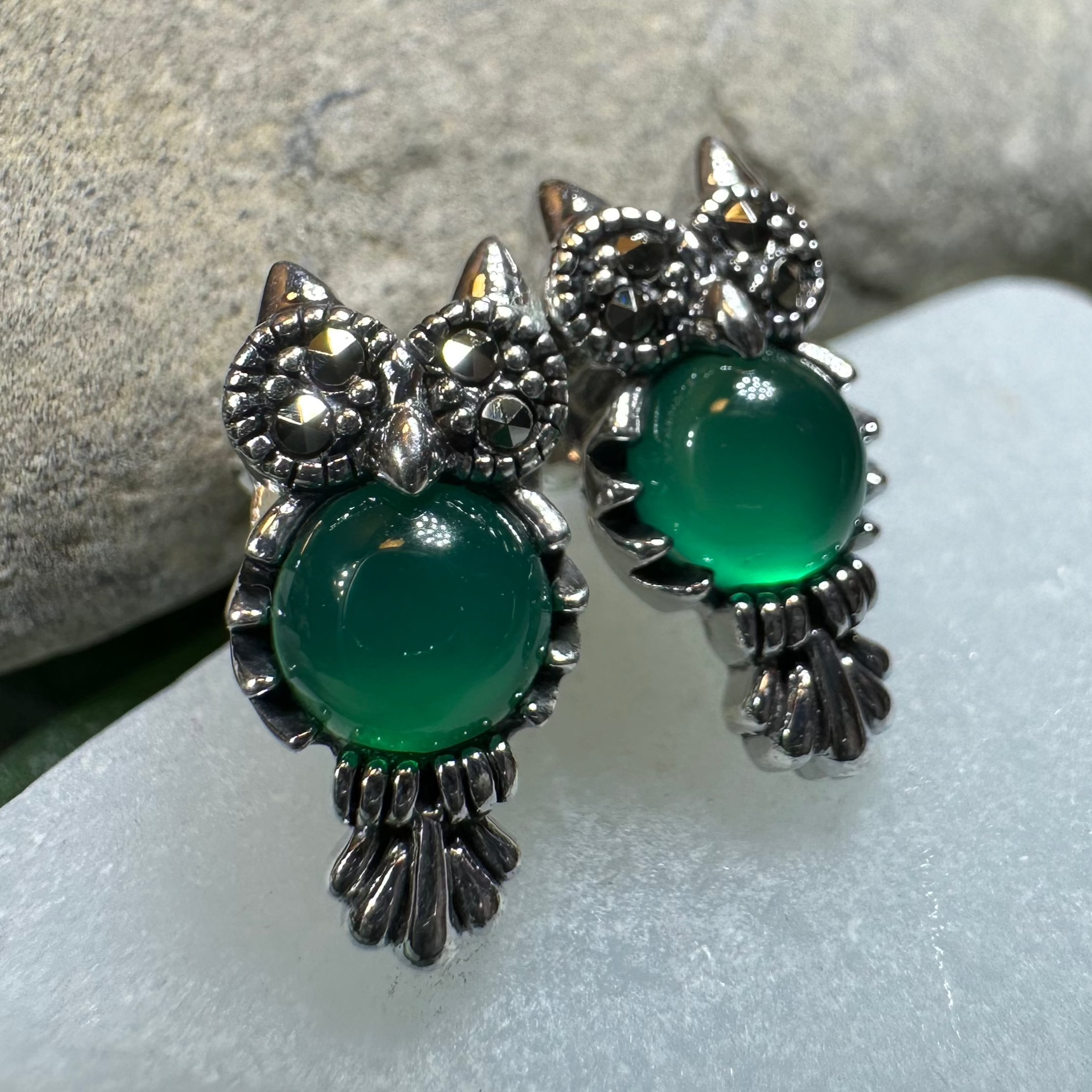 Mackenna Owl Marcasite Earrings