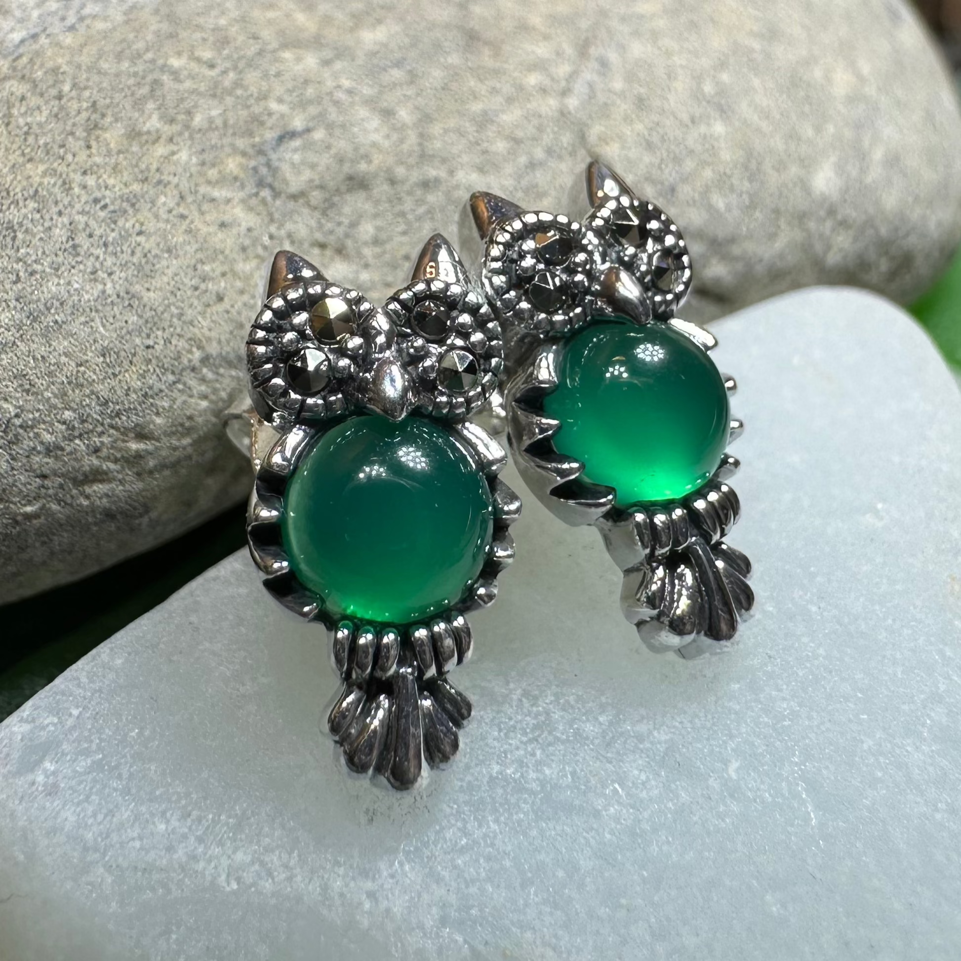 Mackenna Owl Marcasite Earrings