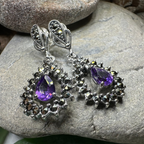Bebe Amethyst Marcasite Earrings