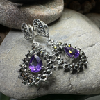Bebe Amethyst Marcasite Earrings