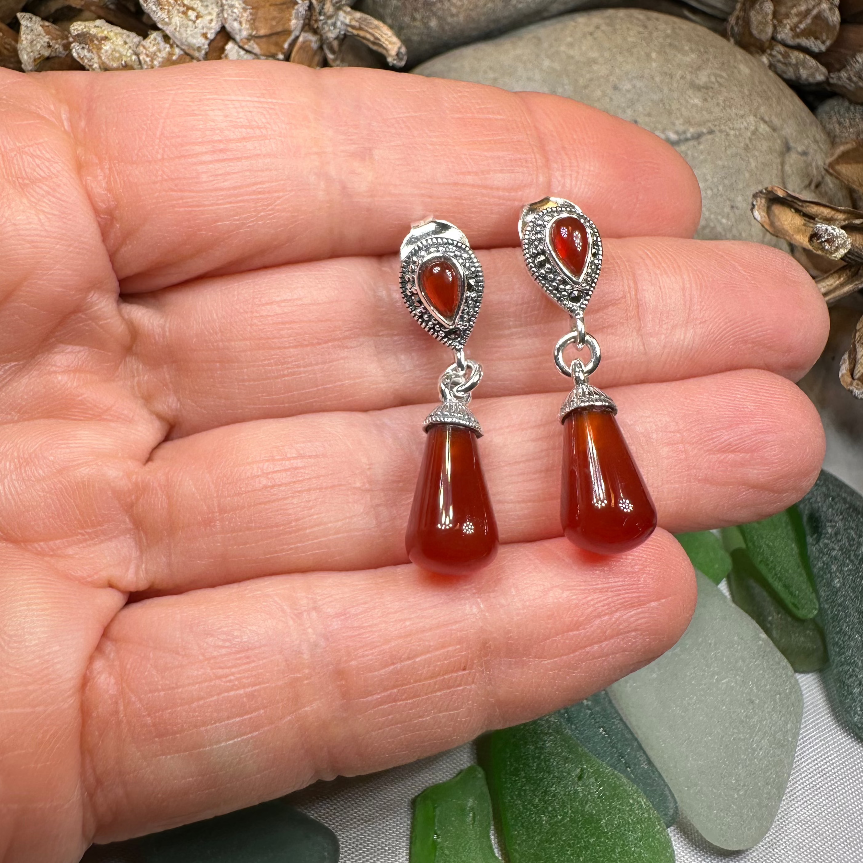 Celtic Raindrop Marcasite Earrings