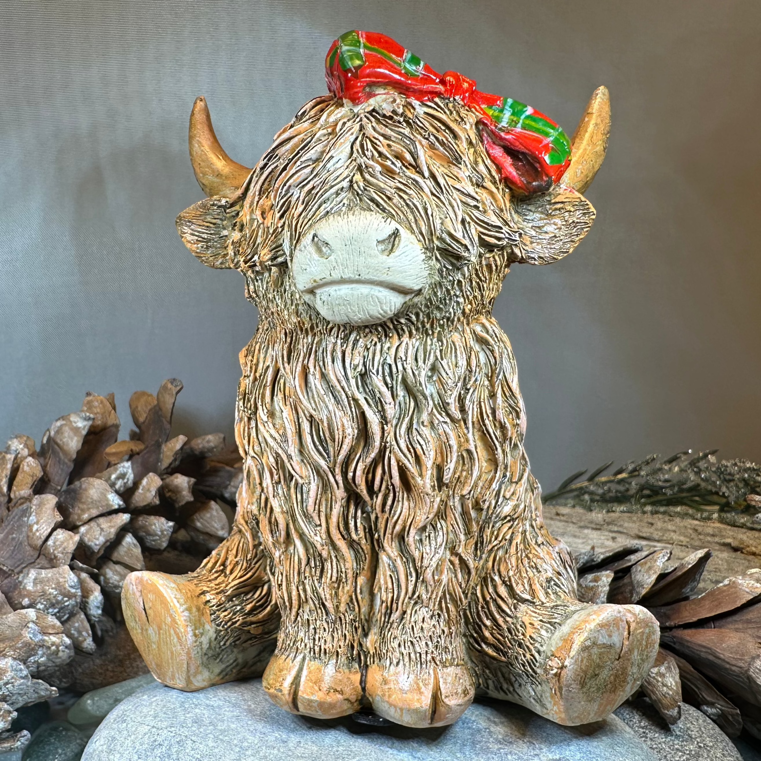 Tartan Princess Highland Cow Figurine