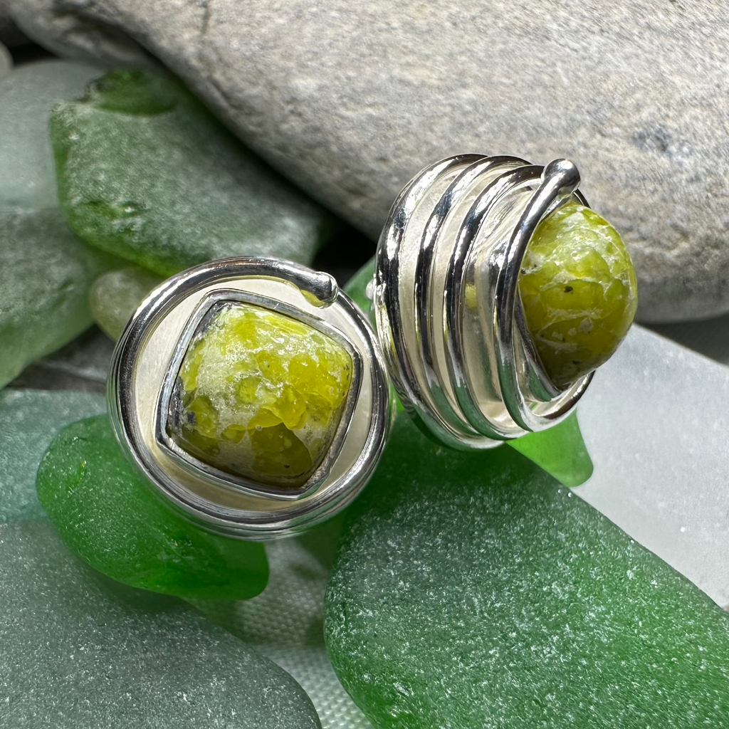 Connemara Marble Celtic Spiral Post Earrings