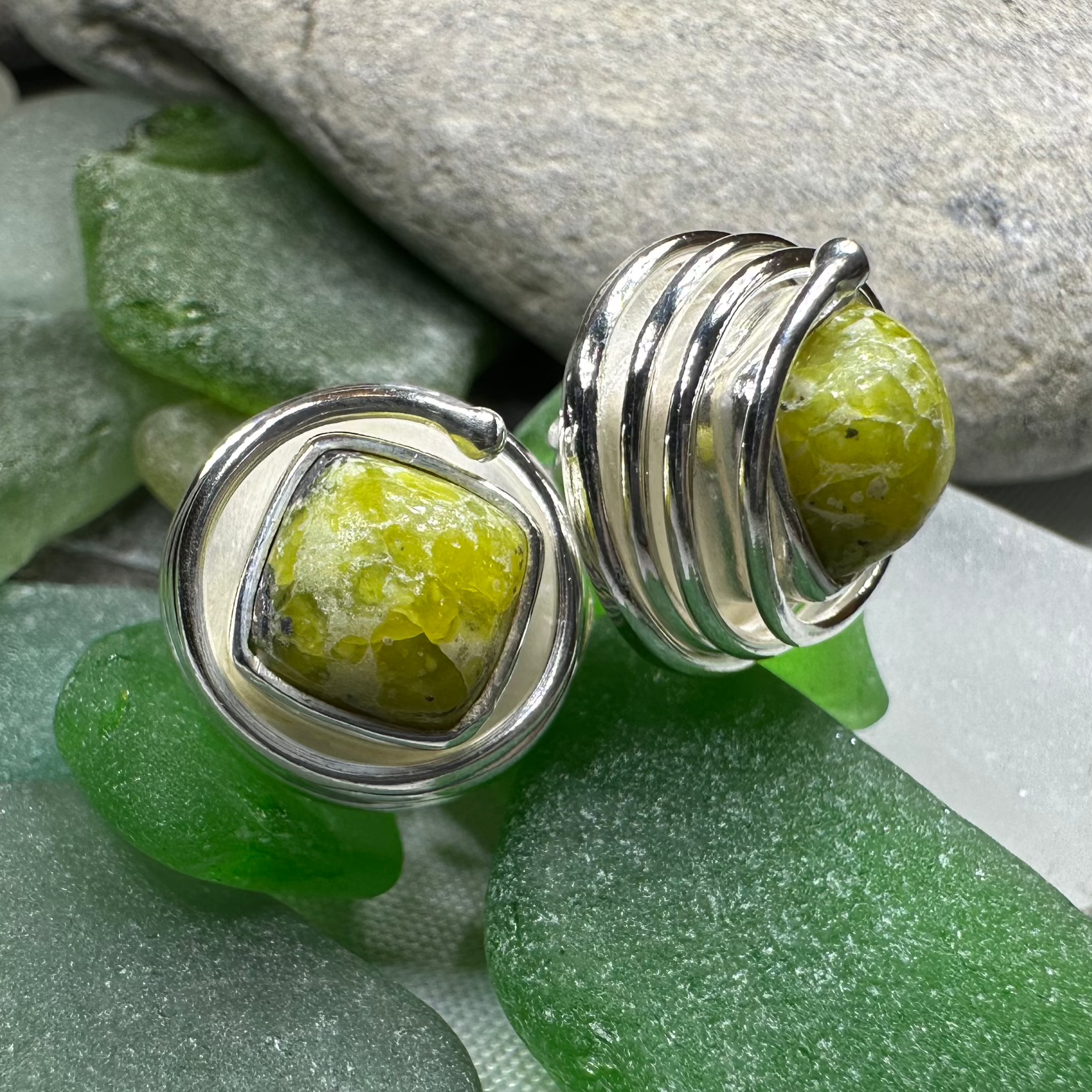 Connemara Marble Celtic Spiral Post Earrings