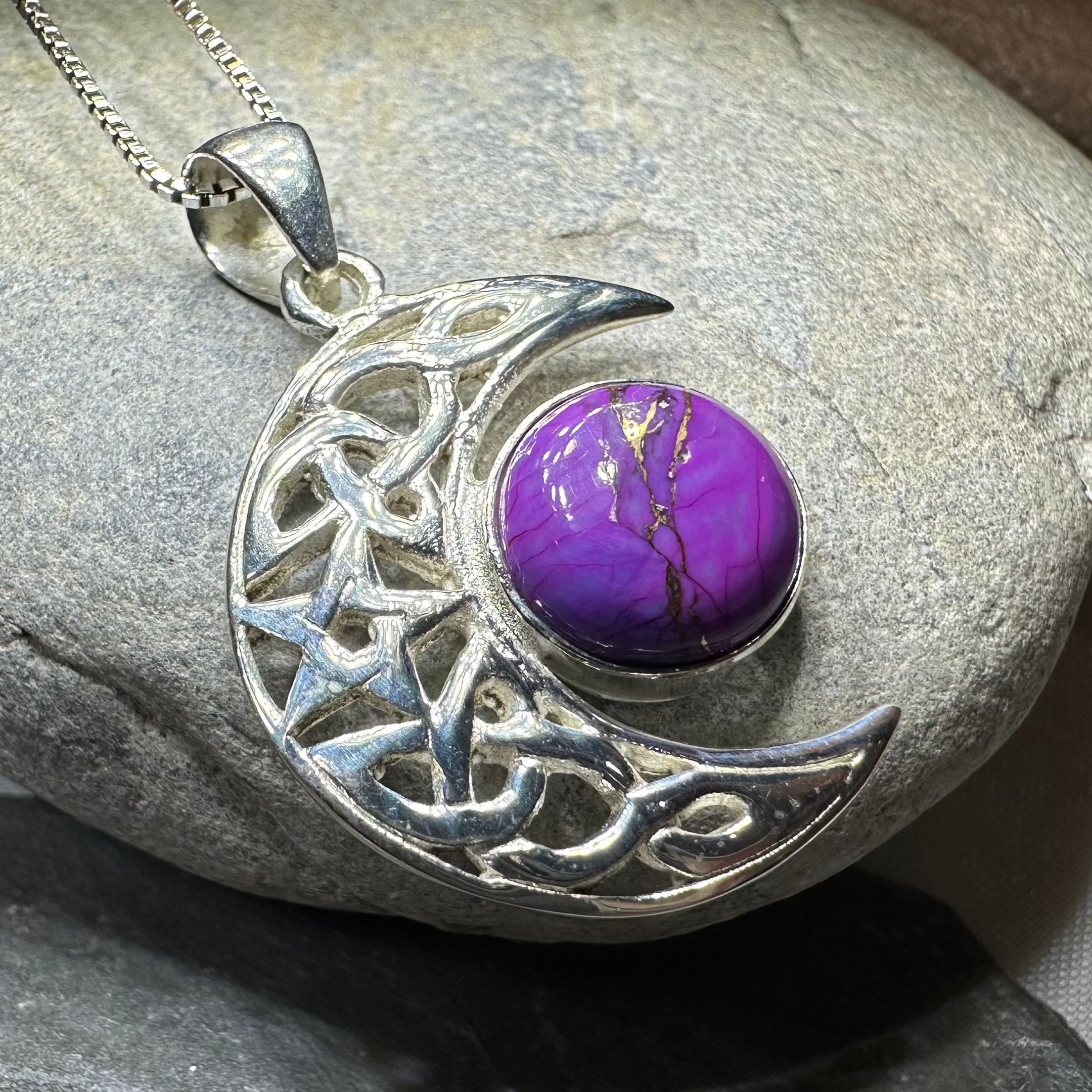 Midnight Celtic Moon Necklace