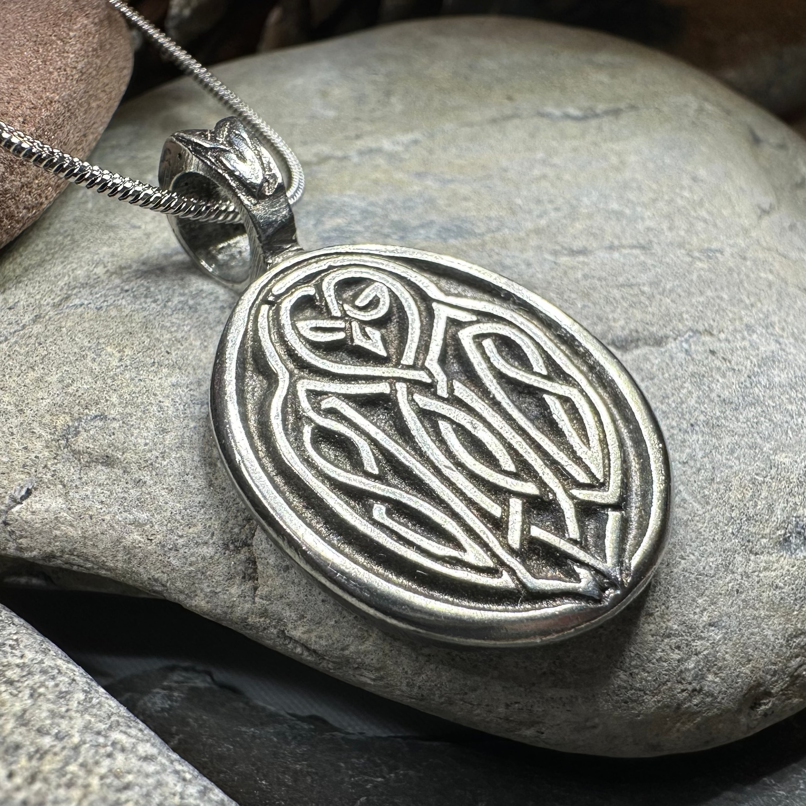 Celtic Owl Pewter Necklace