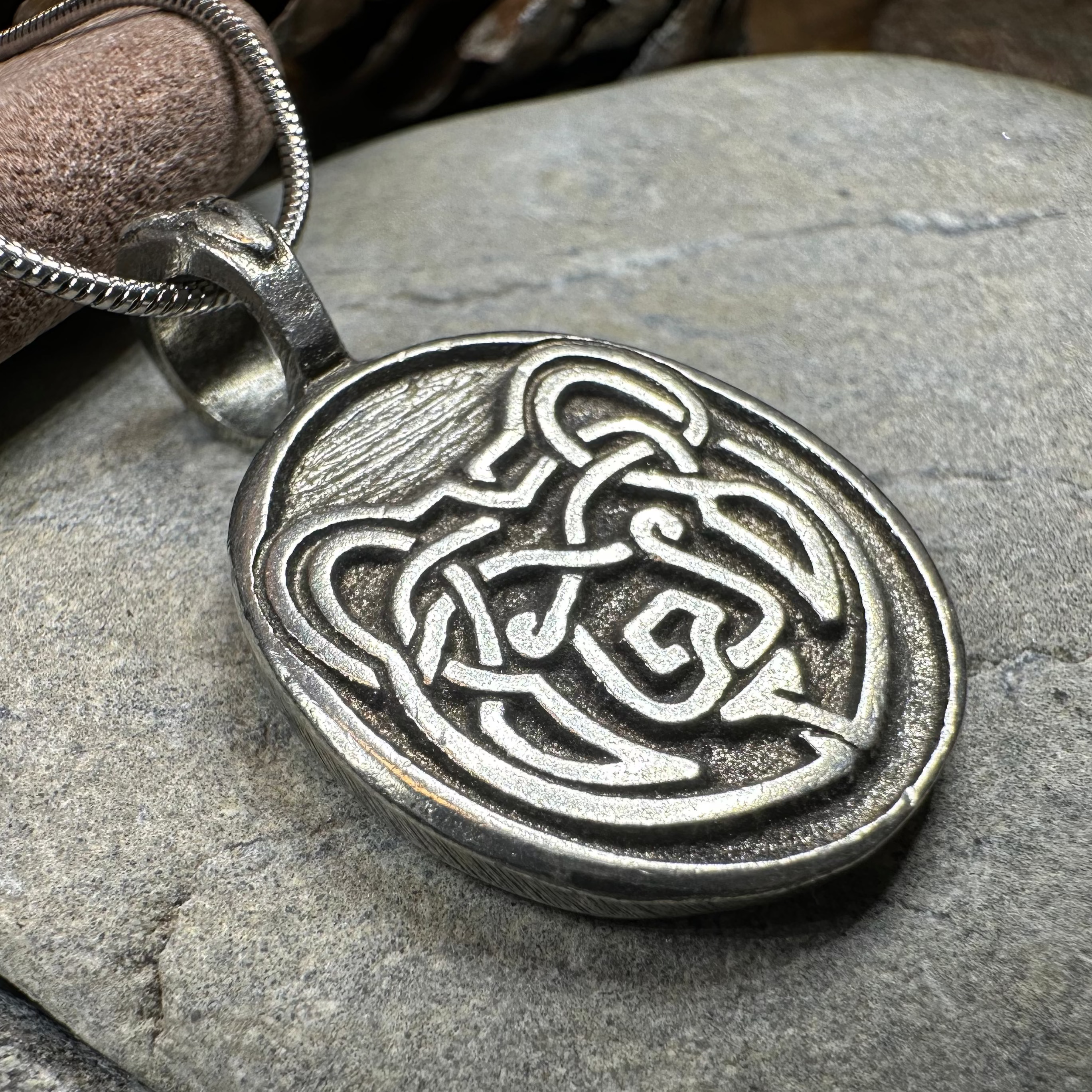 Celtic Bear Pewter Necklace