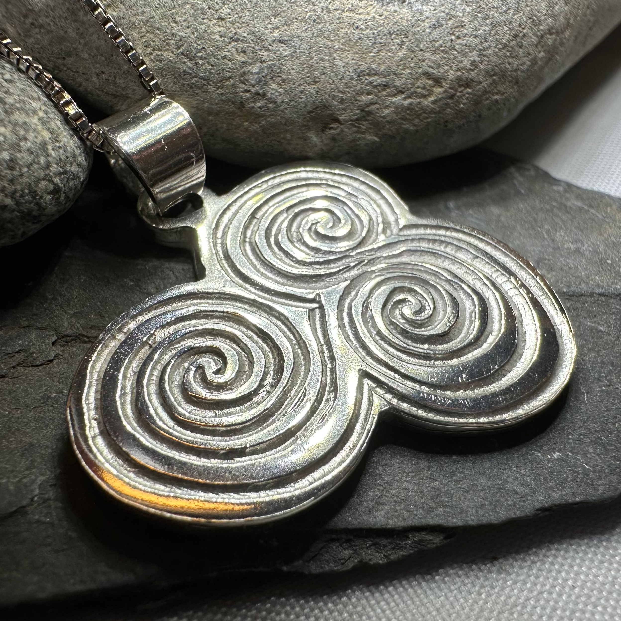 Artisan Newgrange Triple Spiral Necklace