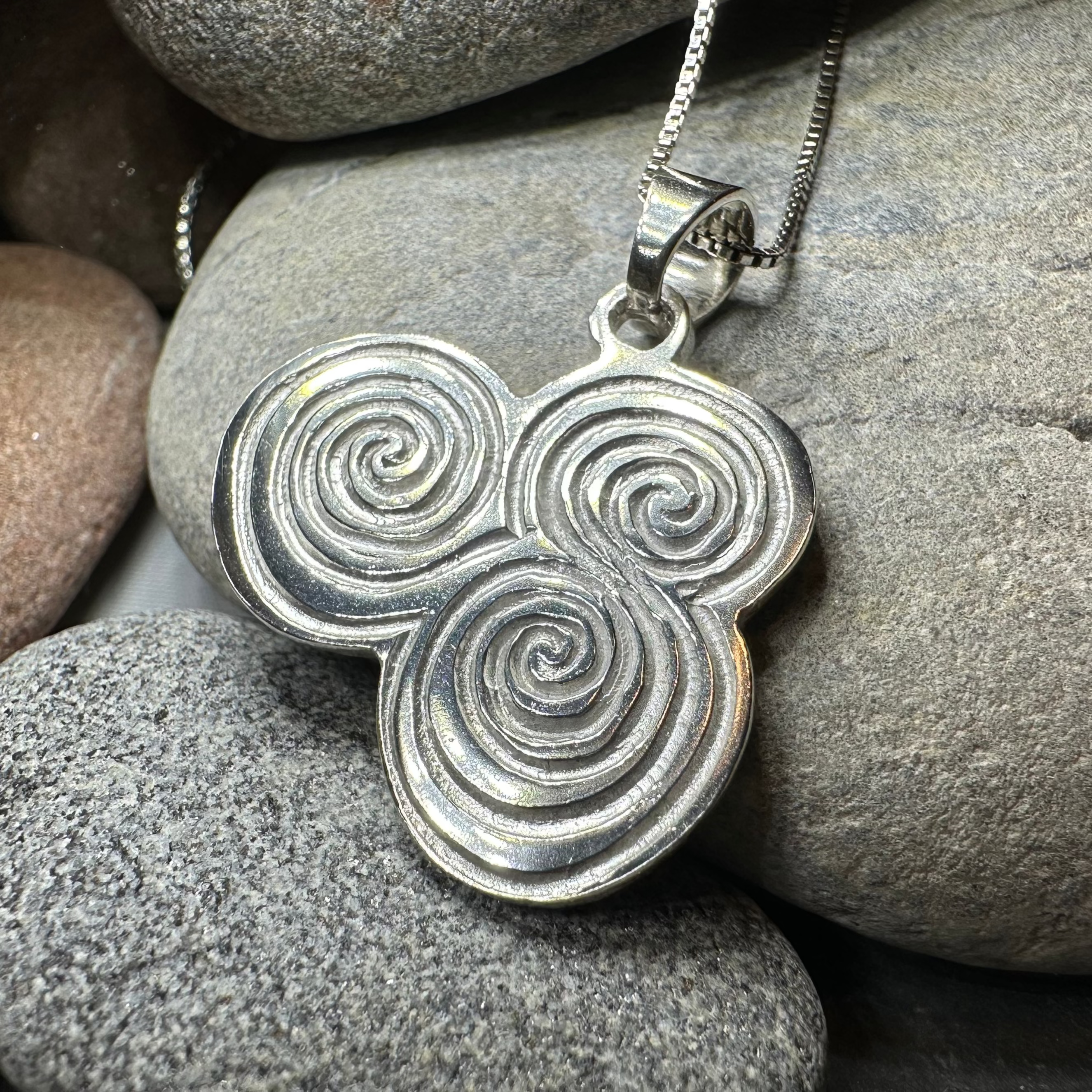 Artisan Newgrange Triple Spiral Necklace