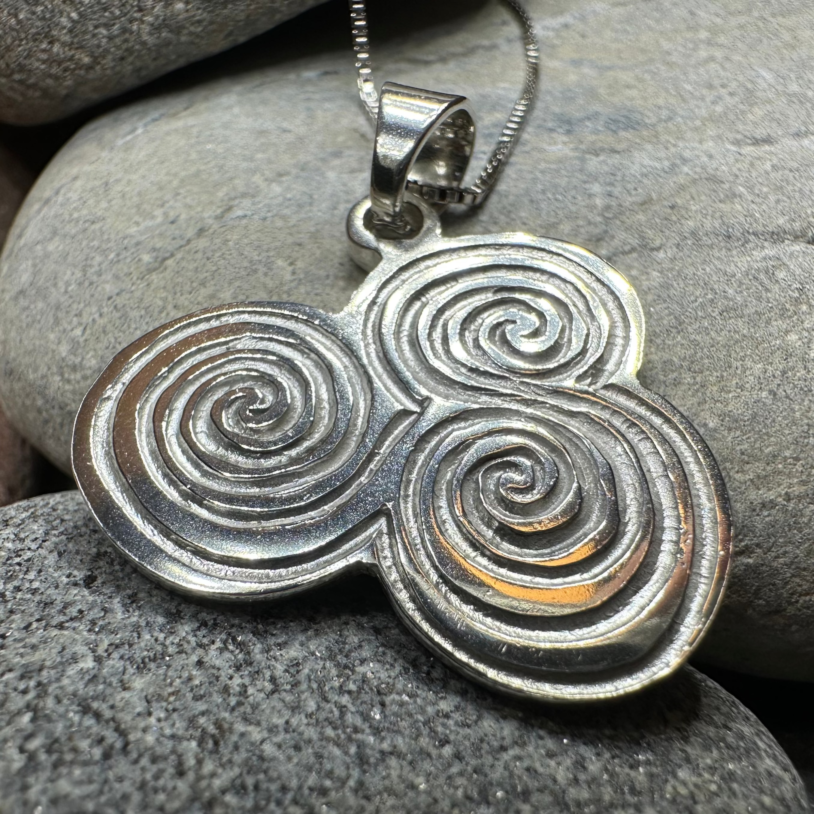Artisan Newgrange Triple Spiral Necklace