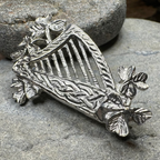 Artisan Irish Celtic Harp Brooch