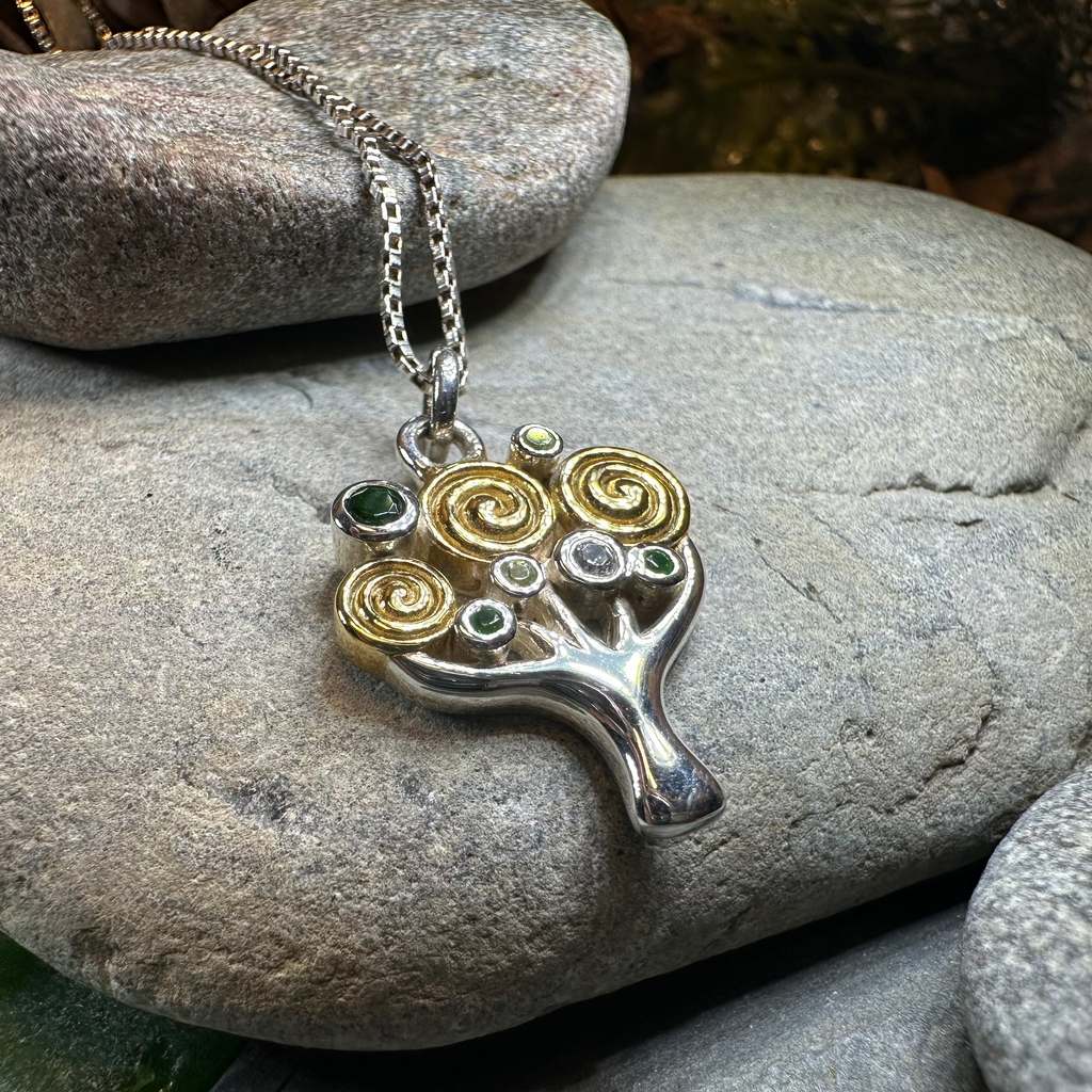 Shades of Green Tree of Life Necklace
