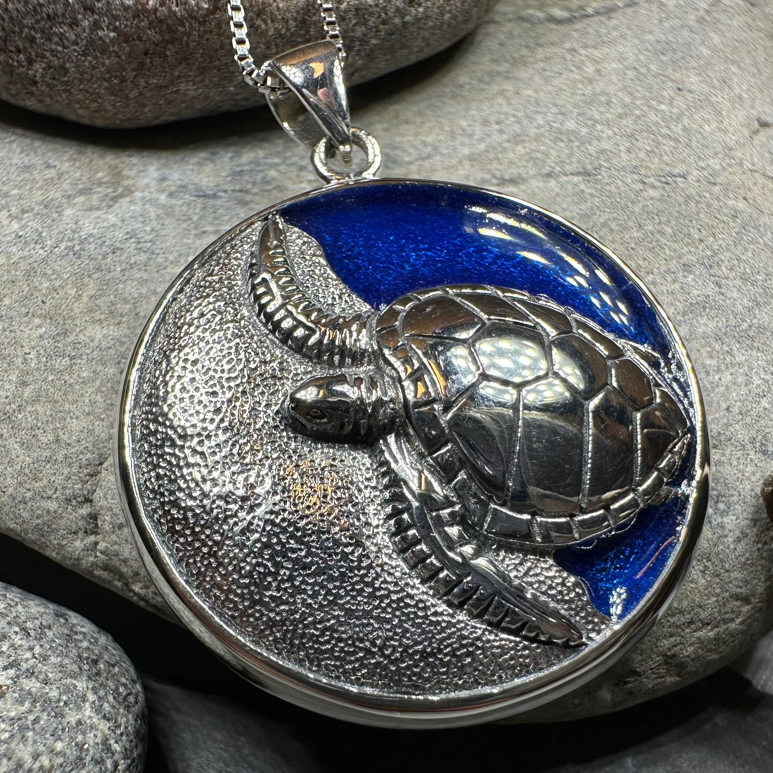 Blue Loggerhead Turtle Necklace