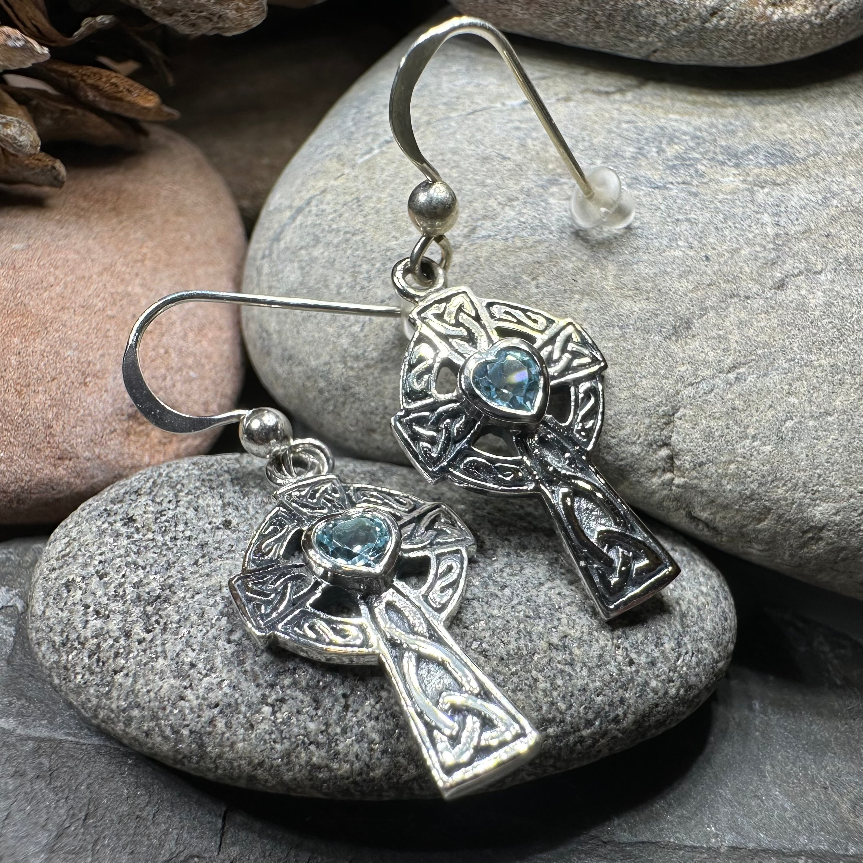 Celtic Cross Heart Earrings