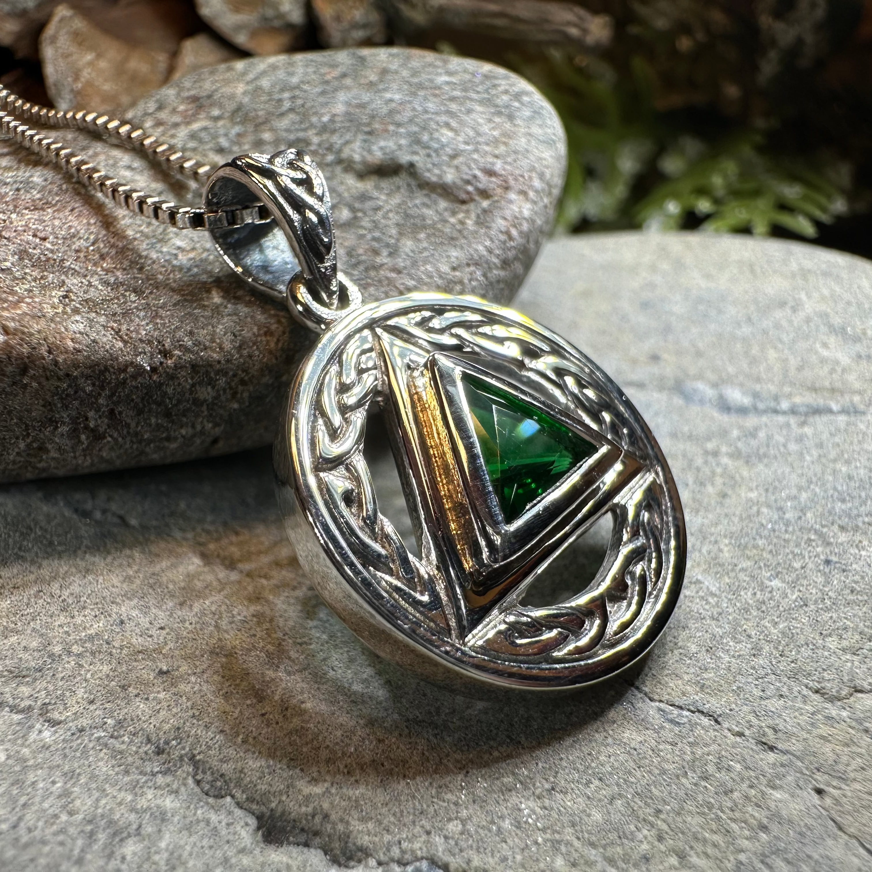 Gemstone Celtic AA Sobriety Necklace