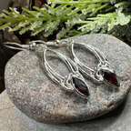 Garnet Trinity Knot Earrings