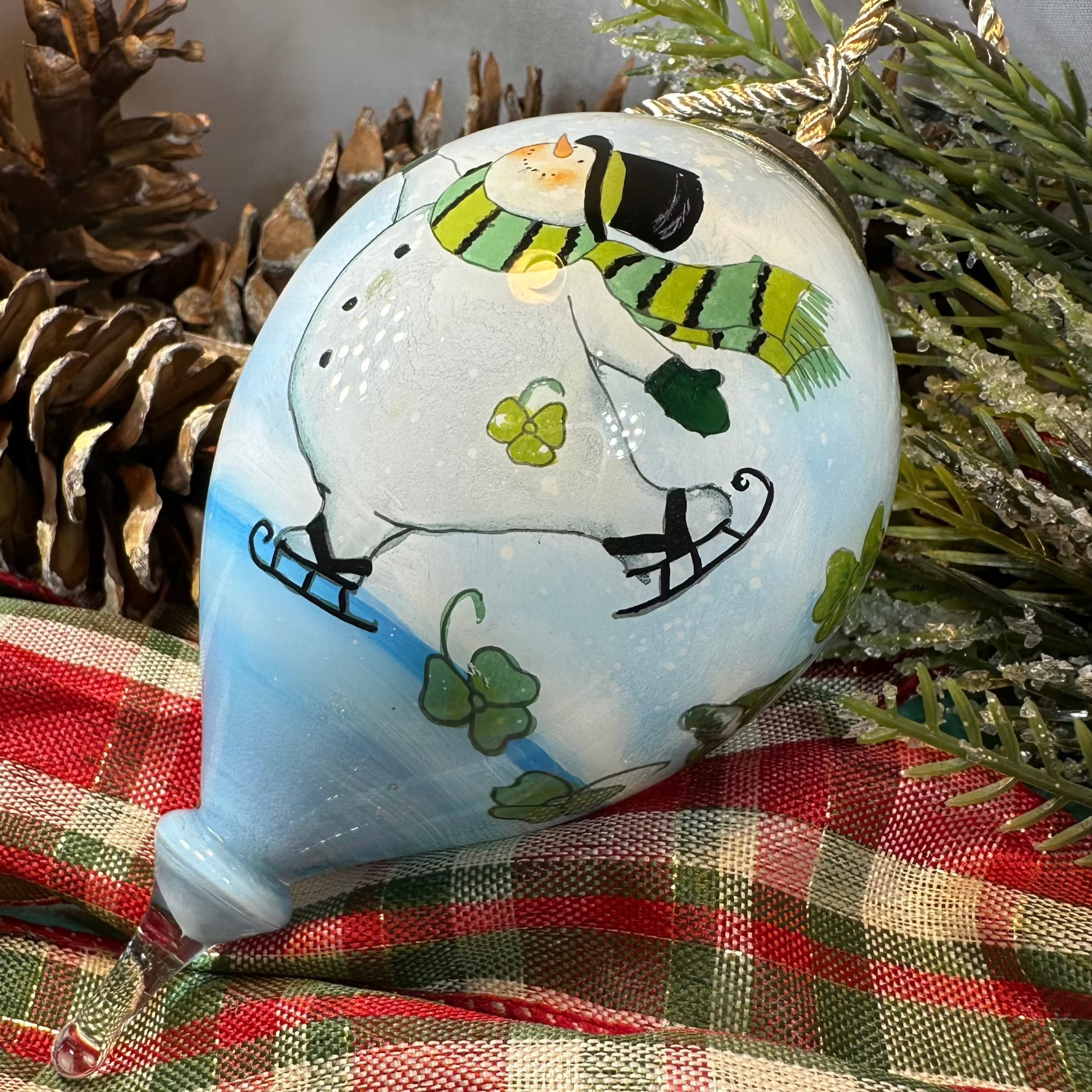 Irish Shamrock Snowman Ornament