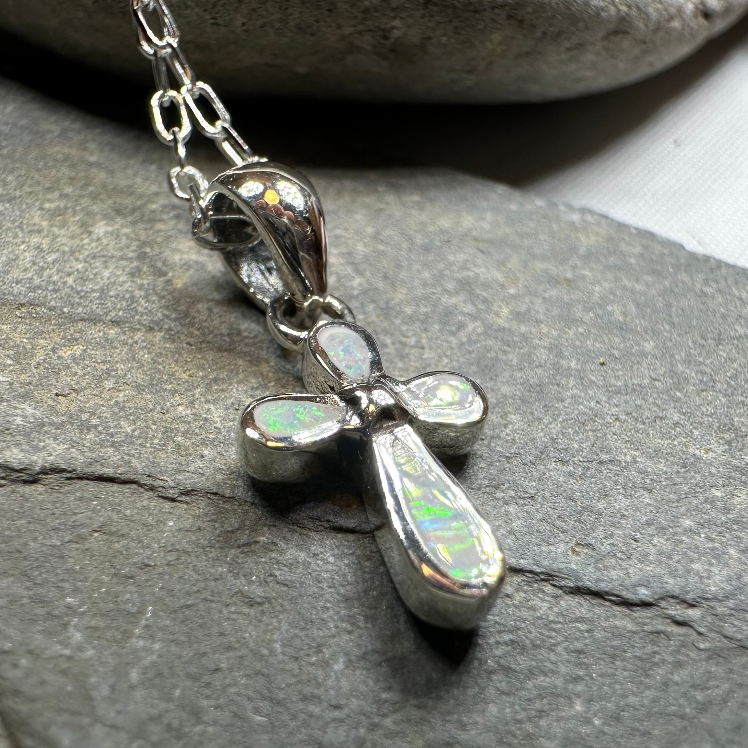 Petite Opal Celtic Cross Necklace