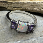 Scottish Mist Opal & Amethyst Ring