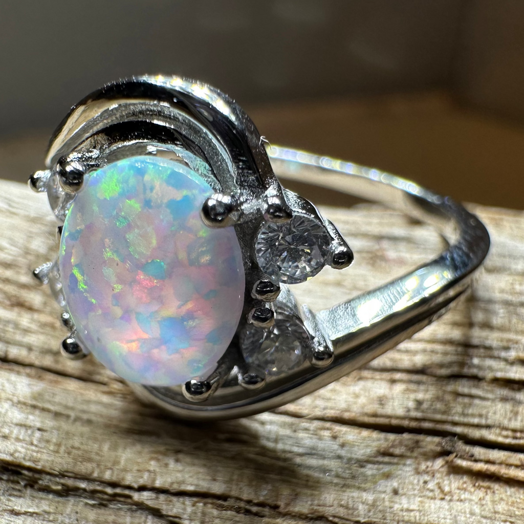 Seafoam Opal Celtic Ring