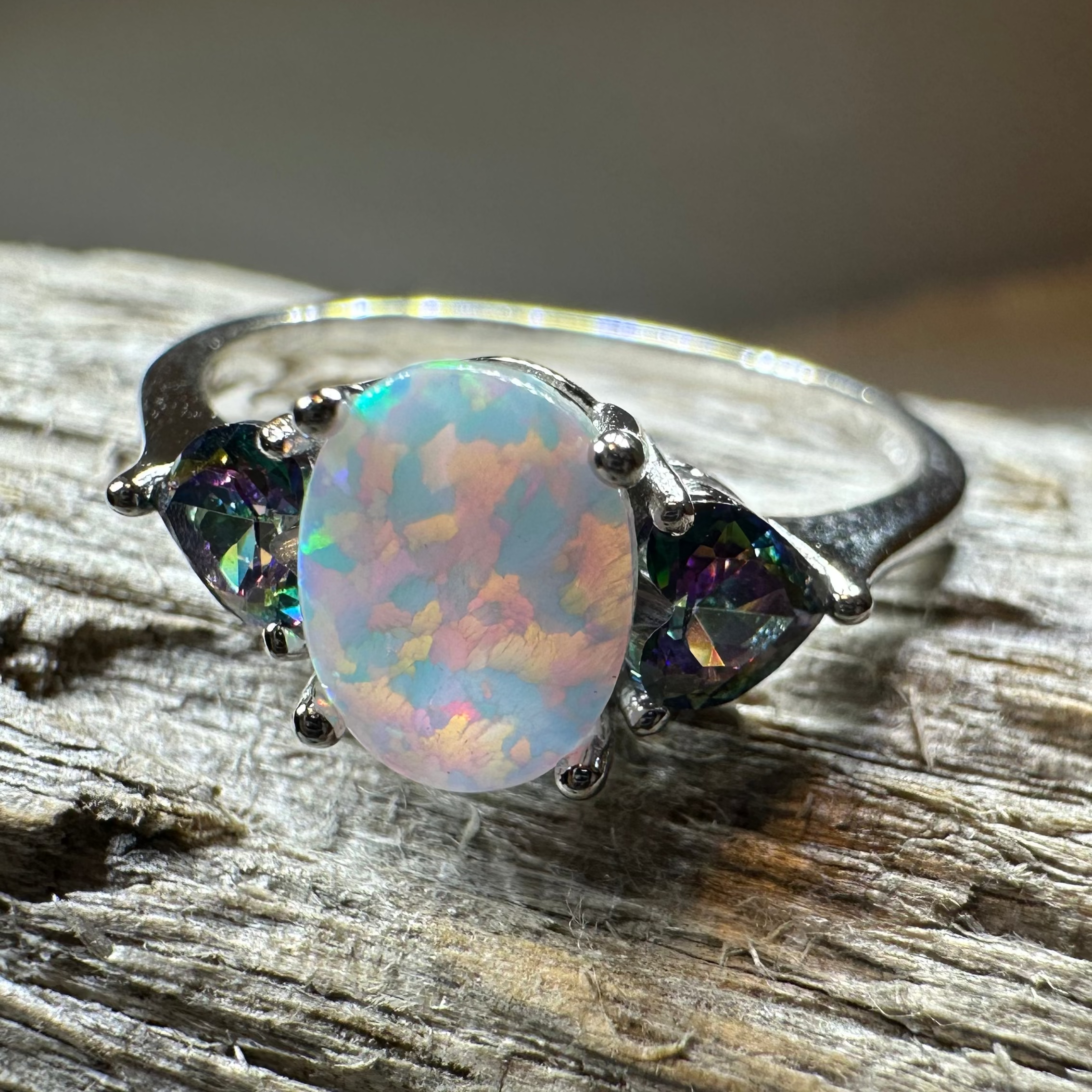 Aubrette Opal Celtic Ring