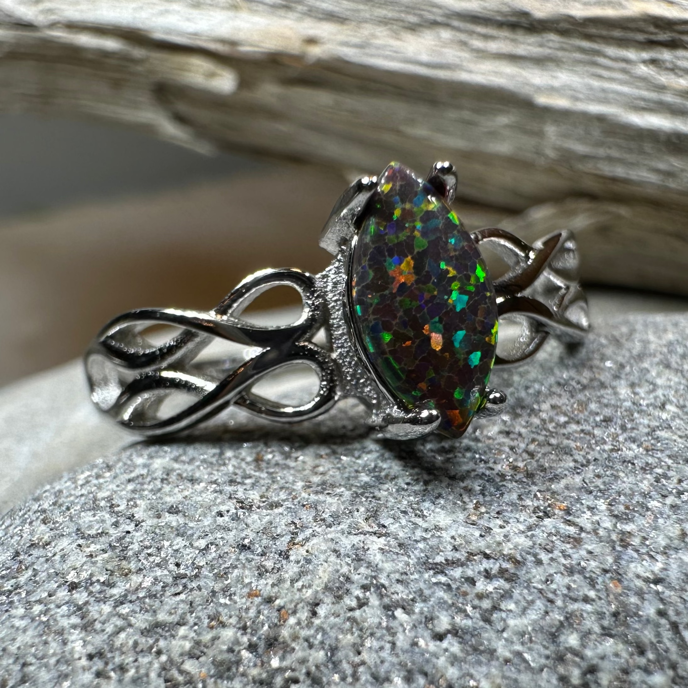 Astrid Celtic Fire Opal Ring