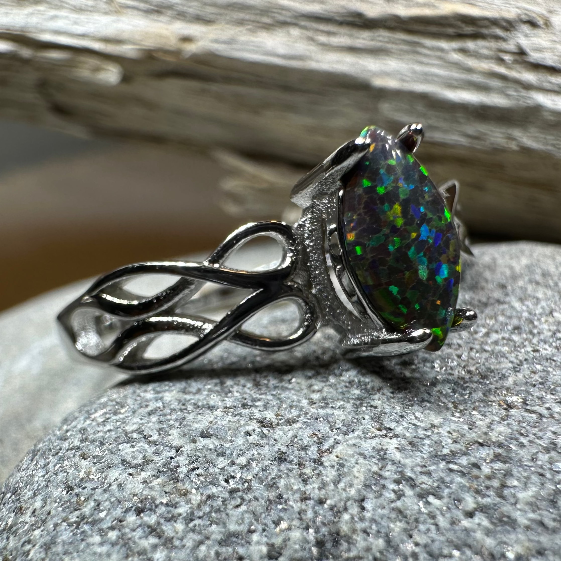 Astrid Celtic Fire Opal Ring