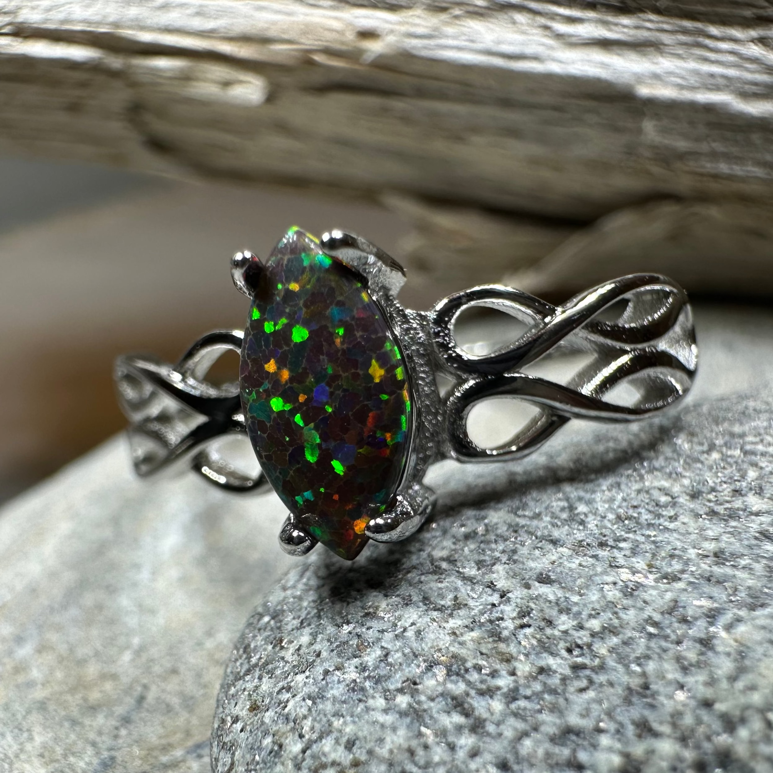 Astrid Celtic Fire Opal Ring
