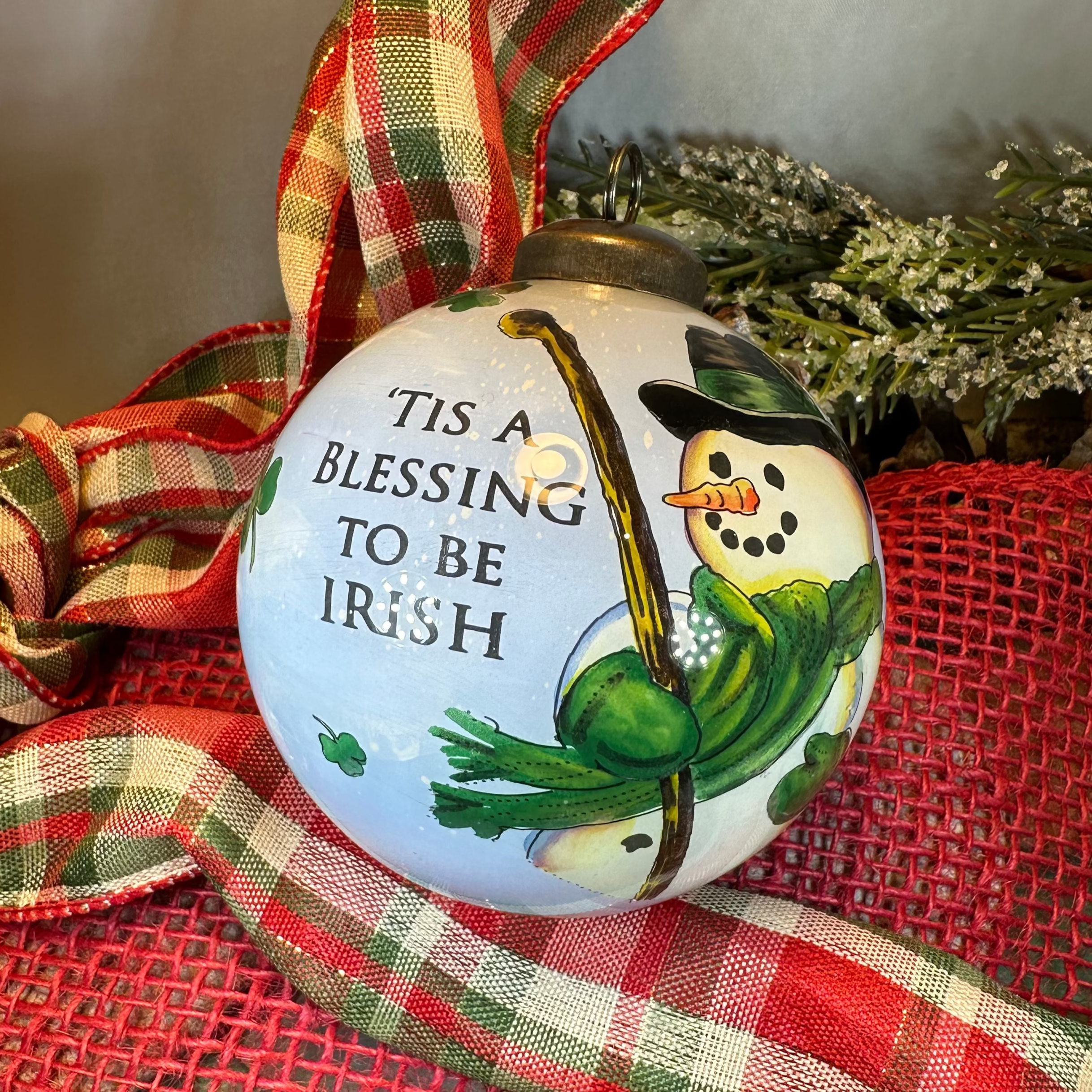 Tis A Blessing To Be Irish Snowman Ornament