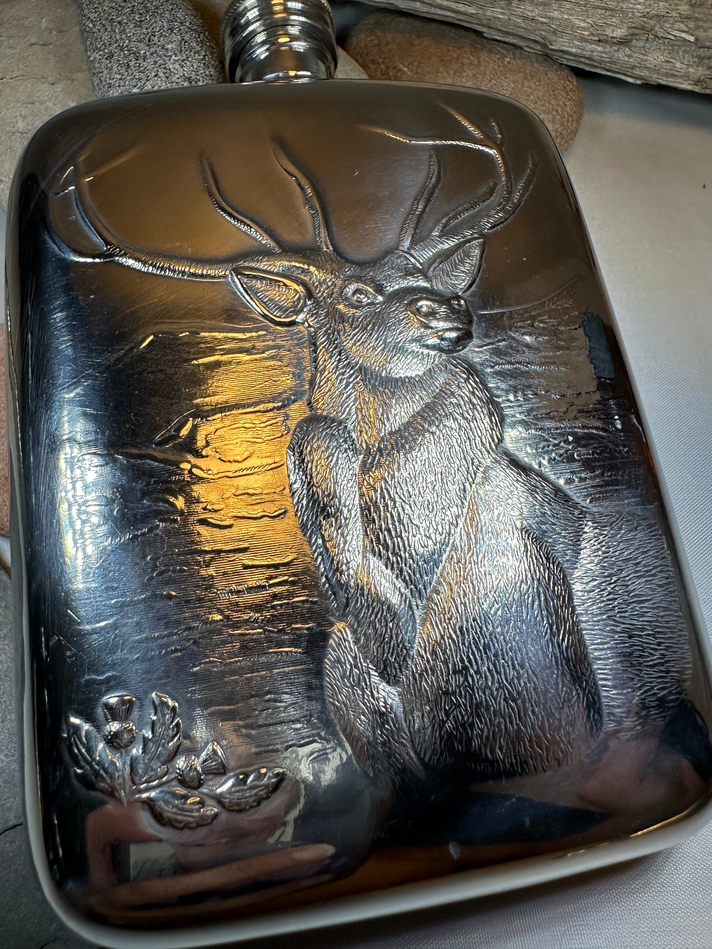 Forest King Stag Pewter Hip Flask
