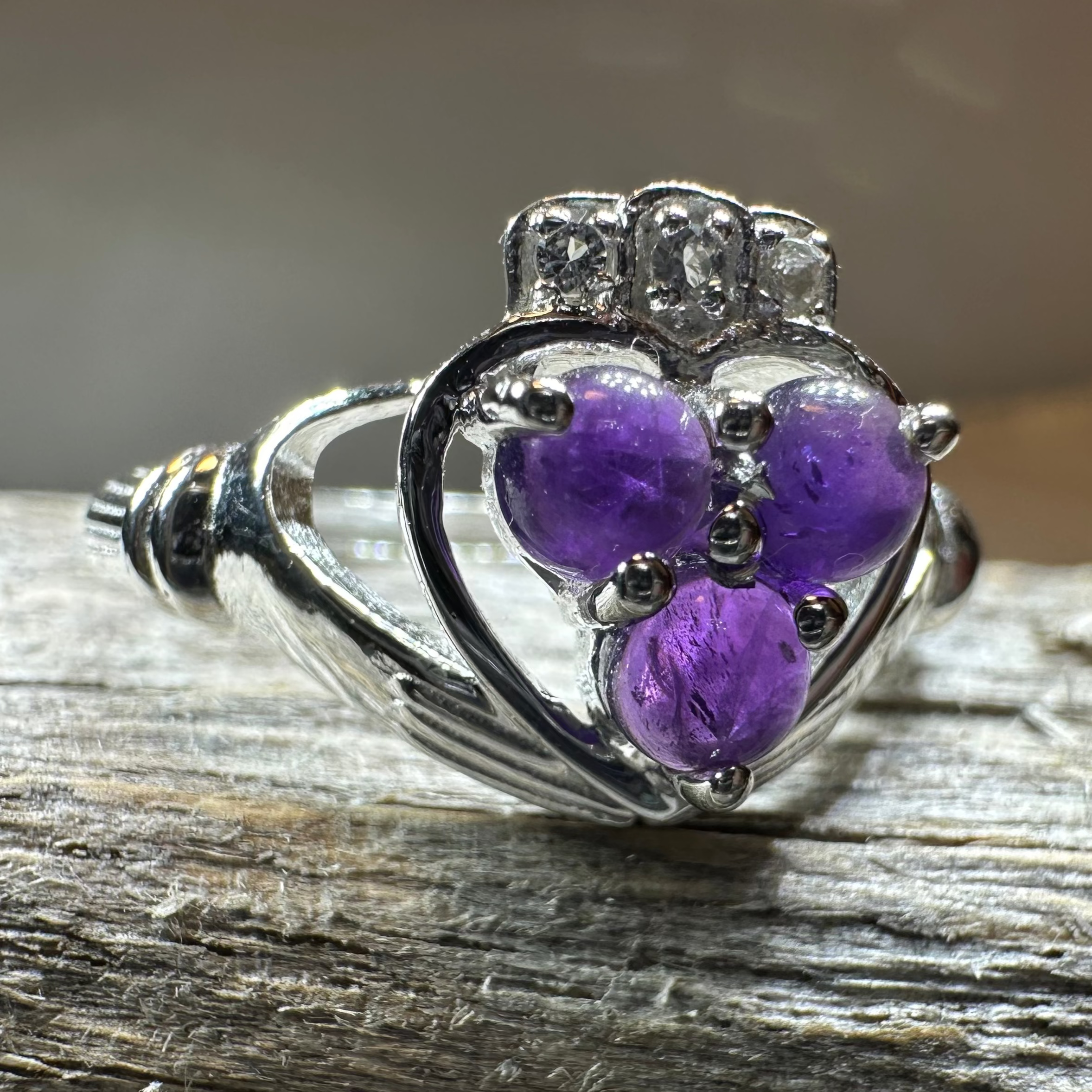 Eternity Amethyst Claddagh Ring