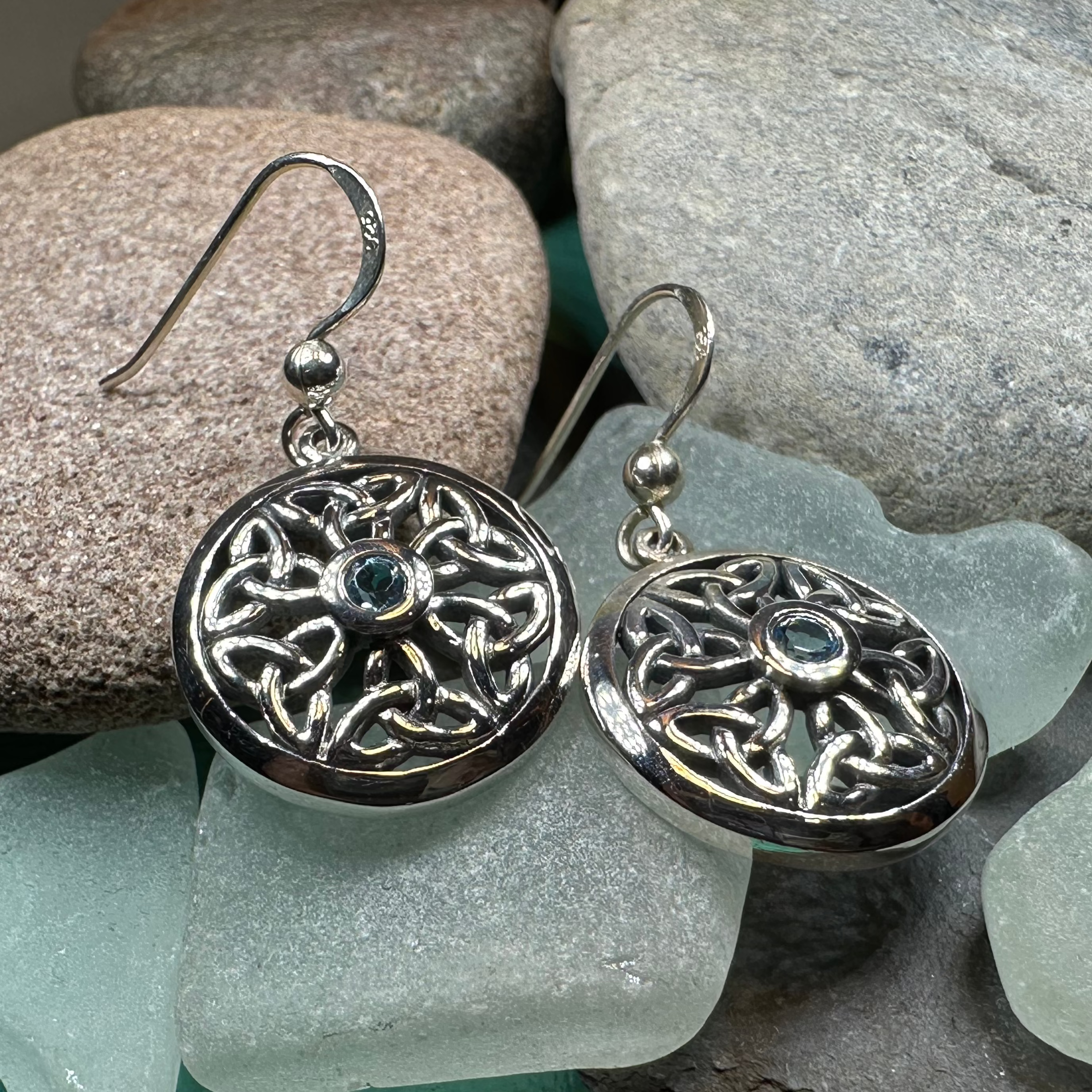 Blue Sky Trinity Knot Earrings