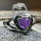 Noble Heart Amethyst Claddagh Ring