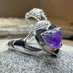 Noble Heart Amethyst Claddagh Ring