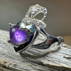 Noble Heart Amethyst Claddagh Ring