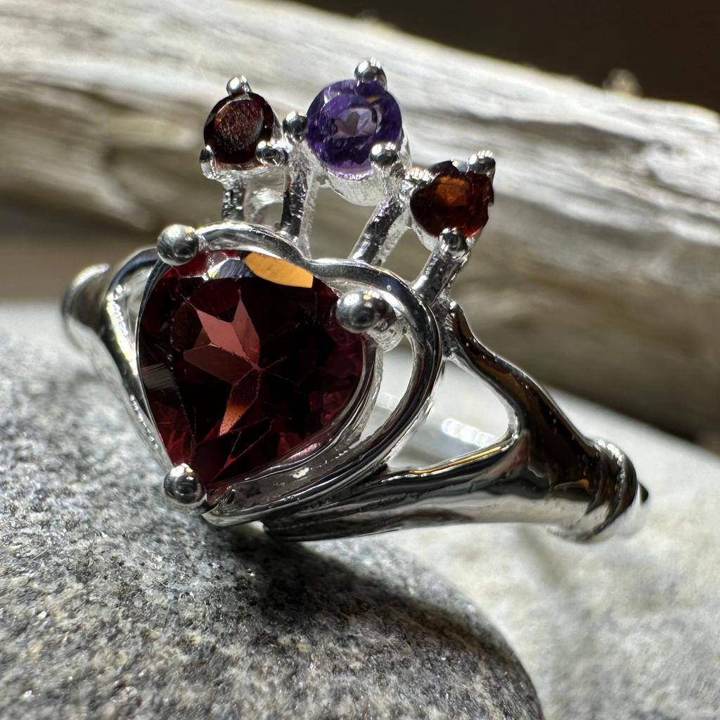 Royal Garnet Claddagh Ring