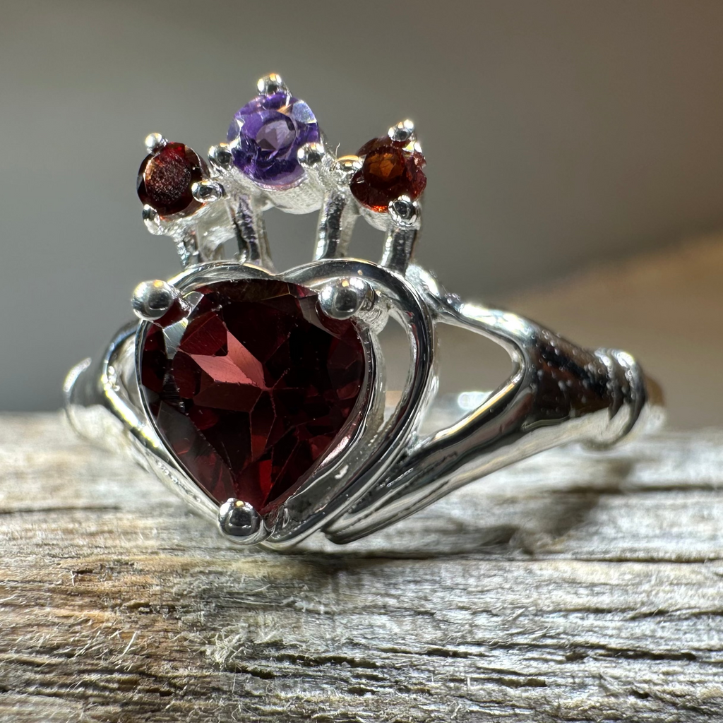 Royal Garnet Claddagh Ring
